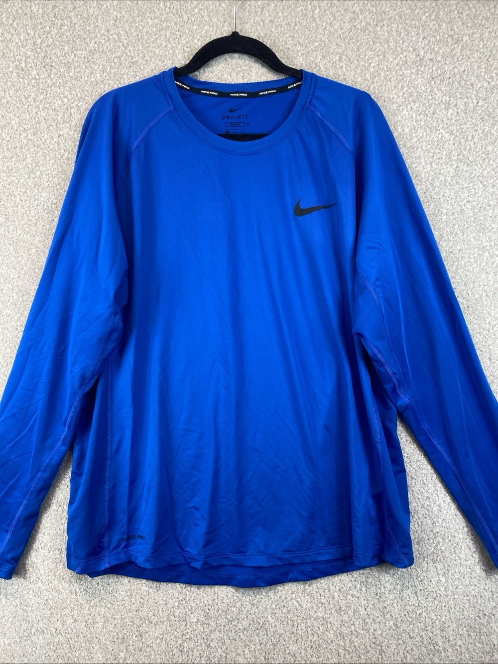 Nike Pro Dri-FIT Men’s XXL Blue Slim Fit Long Sleeve Crew Neck Shirt Athletic